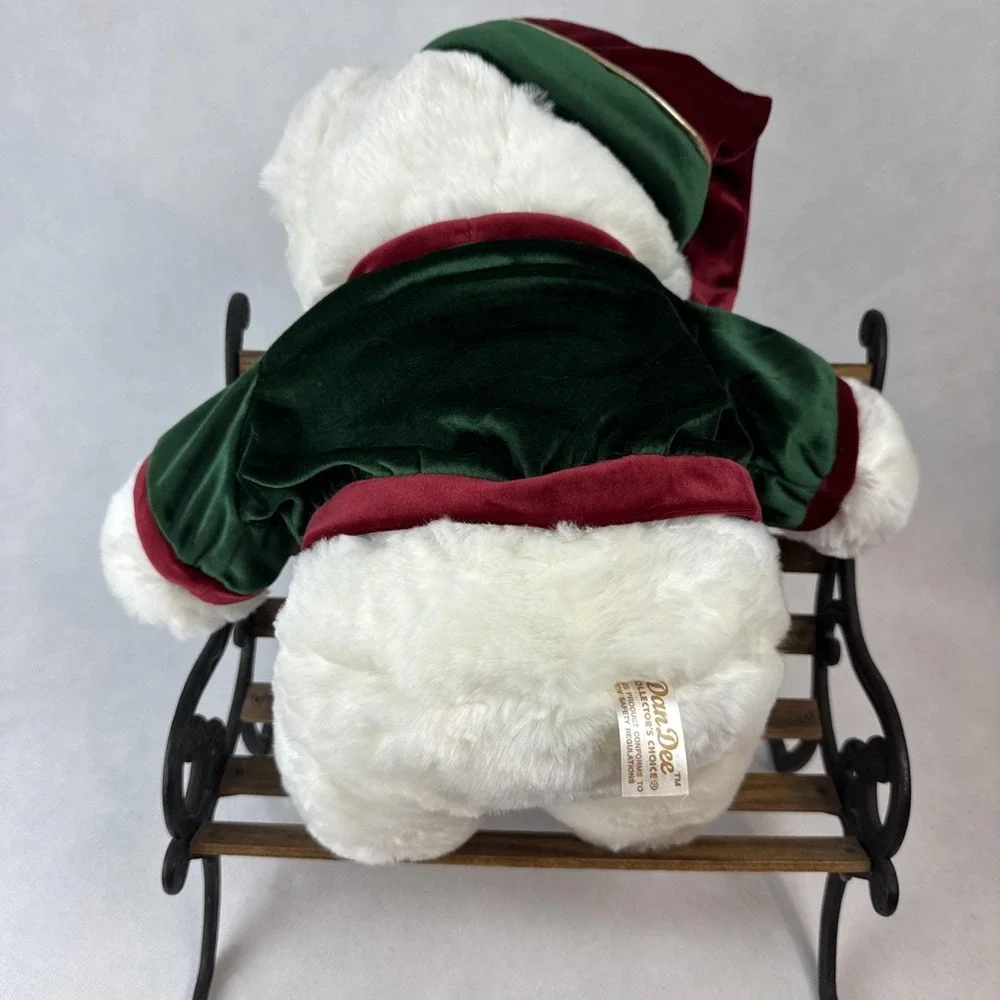 Dan Dee Collectors Choice 2002 Christmas Teddy Bear White Plush Green‎ Sweater